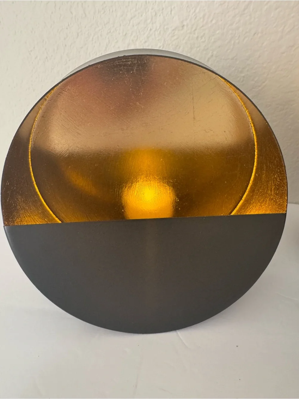 Eclipse Native Skins Gold Leaf and Black Half-Moon Wall Sconces with Tea Lights
